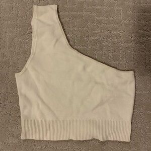Cotton On Asymmetrical Ribbed Tank Top in Tan and Cream